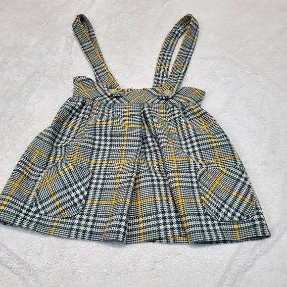 Vintage Juniorite Green White Plaid Academia Boho Clueless Straps Skirt Women XS - Picture 1 of 10